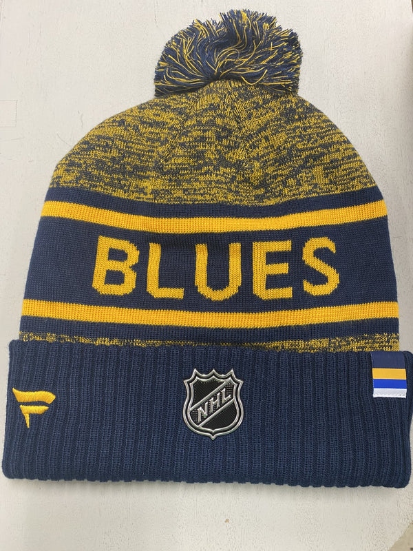 St. Louis Blues Authentic Pro Rinkside Pom Knit Hat by Fanatics