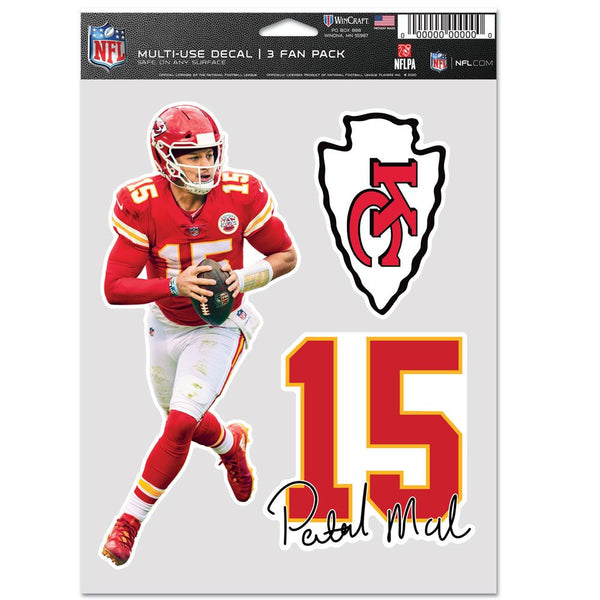 Kansas City Chiefs PATRICK MAHOMES 5x7  3 Pack Multi-Use Decal by WinCraft