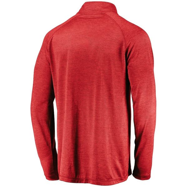 St. Louis Cardinals Red Iconic Striated Primary Logo Raglan Quarter-Zip Pullover Jacket - Fanatics