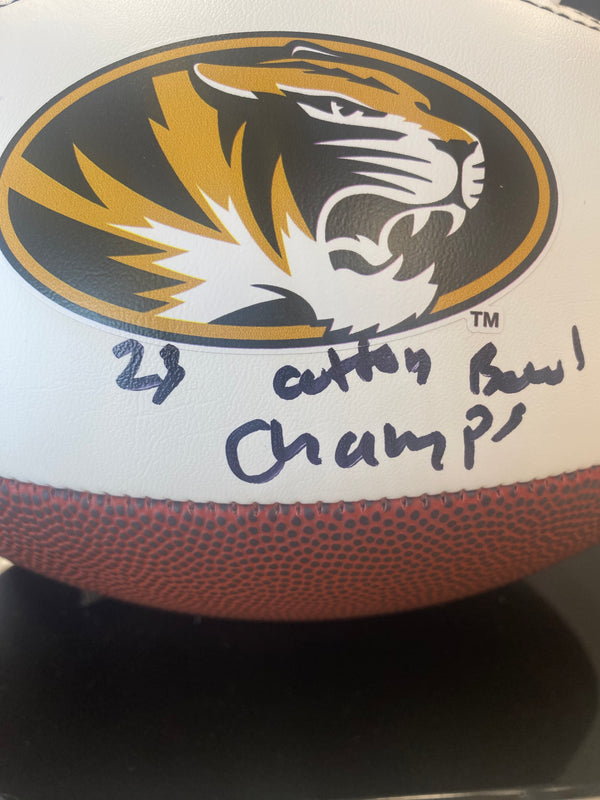 Missouri Tigers Brady Cook and Luther Burden III Signed FOOTBALL (LOGO) - BECKETT
