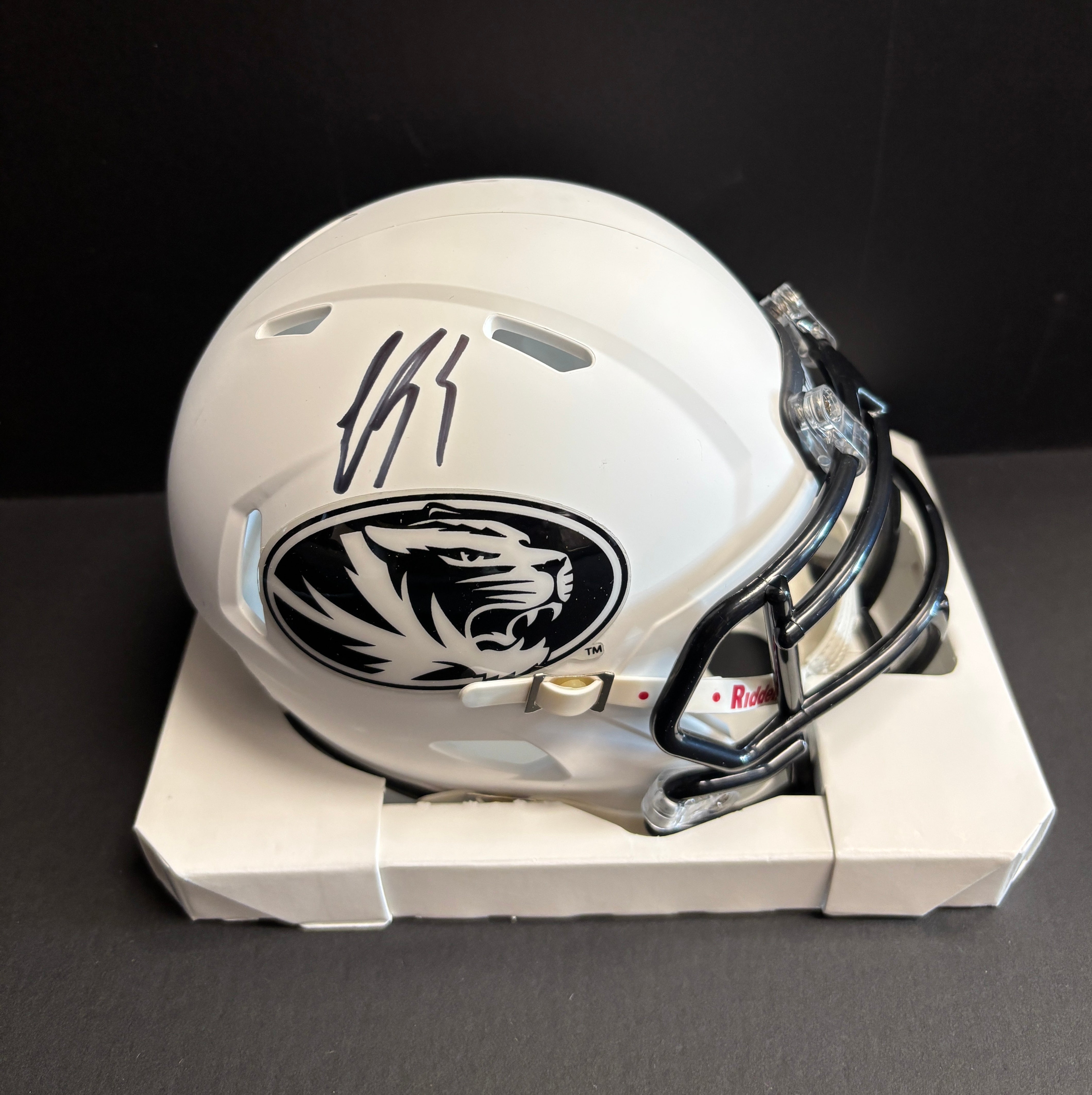 basketball football helmets Missouri Tigers Luther Burden III Signed WHITE MINI HELMET - BECKETT F