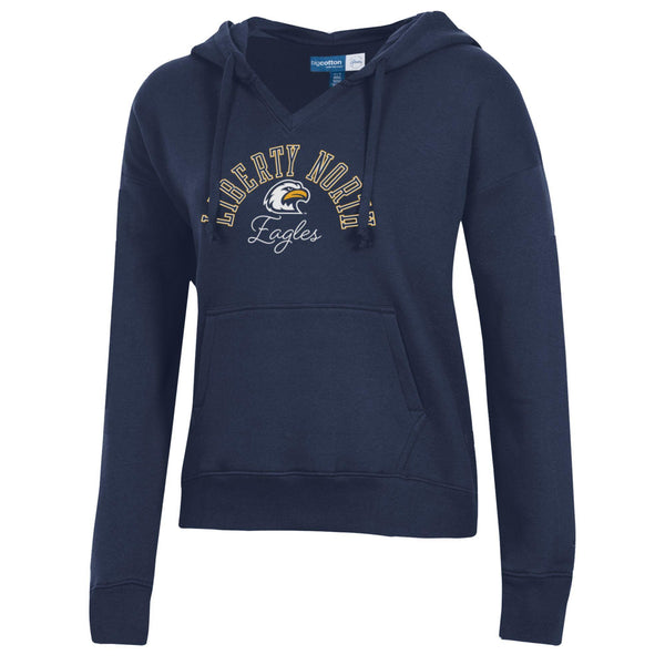 Liberty North Eagles Womens Big Cotton V-Neck Navy- By Gear