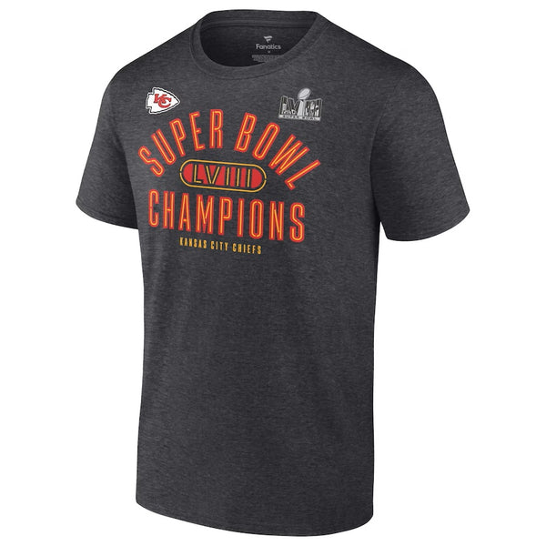 Kansas City Chiefs Fanatics Branded Super Bowl LVIII Champions Under The Lights T-Shirt - Heather Charcoal