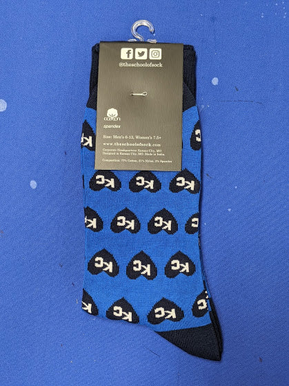 The I Heart KC Royal/Dark Blue Sock by School of Sock