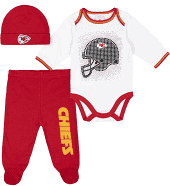 Kansas City Chiefs 3-Piece Baby Boys Bodysuit, Pant, and Cap Set- By Gerber