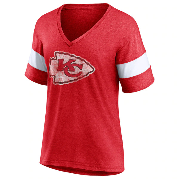 Kansas City Chiefs Women's Logo Tri-Blend V-Neck T-Shirt - Fanatics