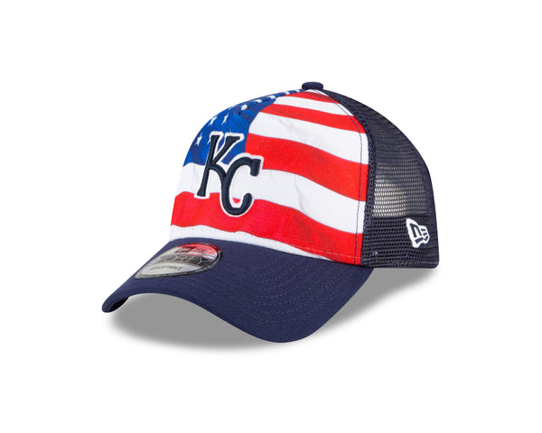 Kansas City Royals 2021 Flag 9FORTY Truckers Adjustable Hat by New Era
