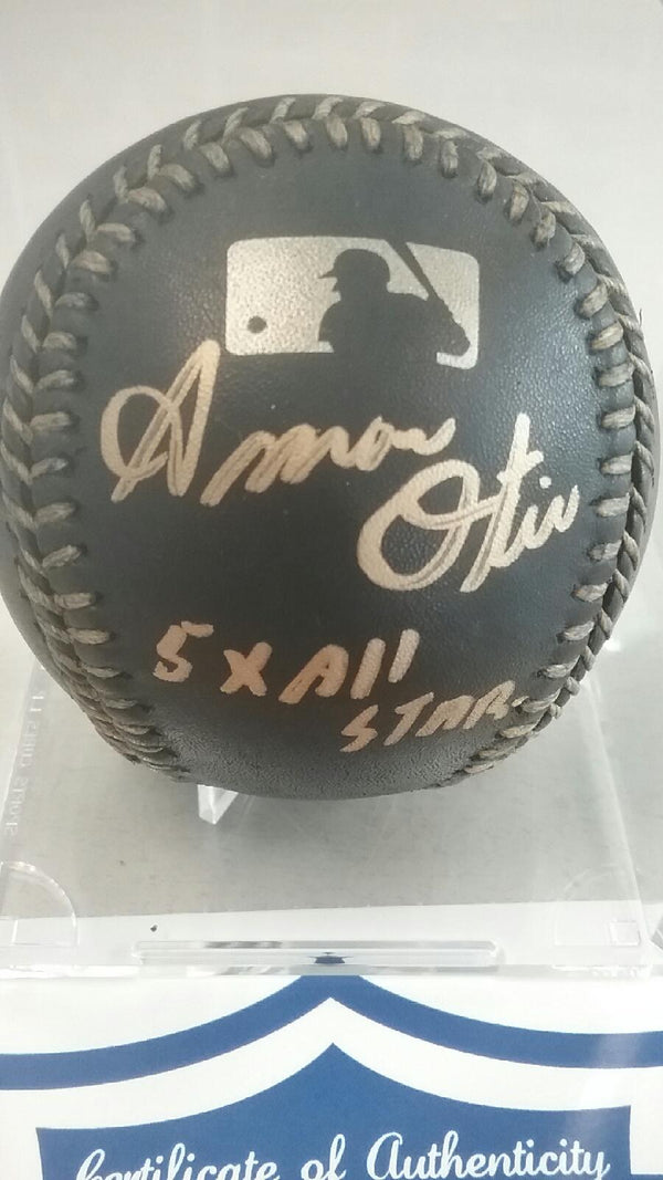 Kansas City Royals Amos Otis Signed Autographed Black OMLB Baseball COA