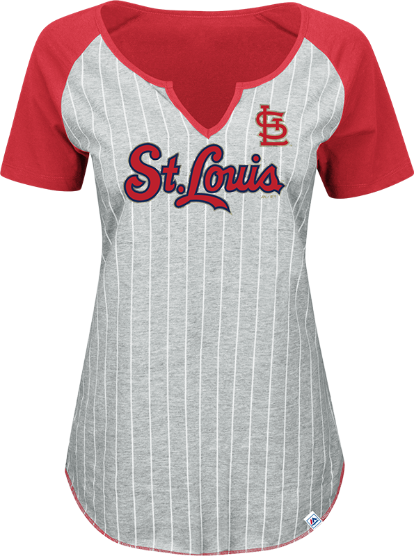 St. Louis Cardinals New Era Girls Youth Pinstripe V-Neck T-Shirt