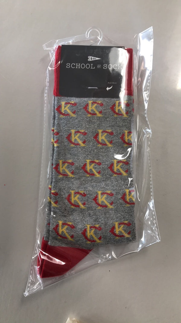 Kansas City Chiefs Themed Red/Yellow/Gray KC Sock by School of Sock