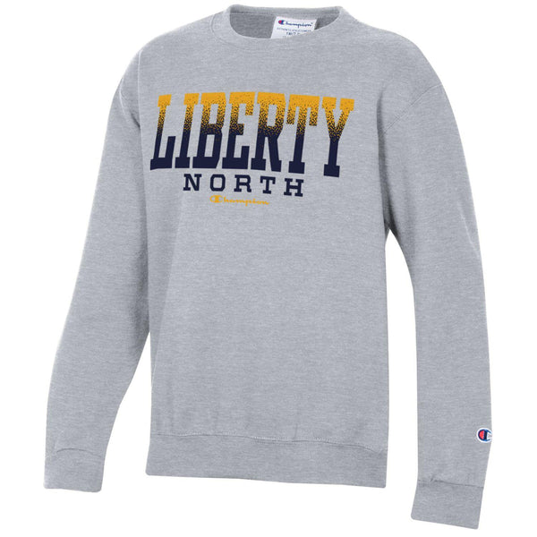 Liberty North Eagles Youth HEATHER GRAY Fleece Crew Sweatshirt - Champion