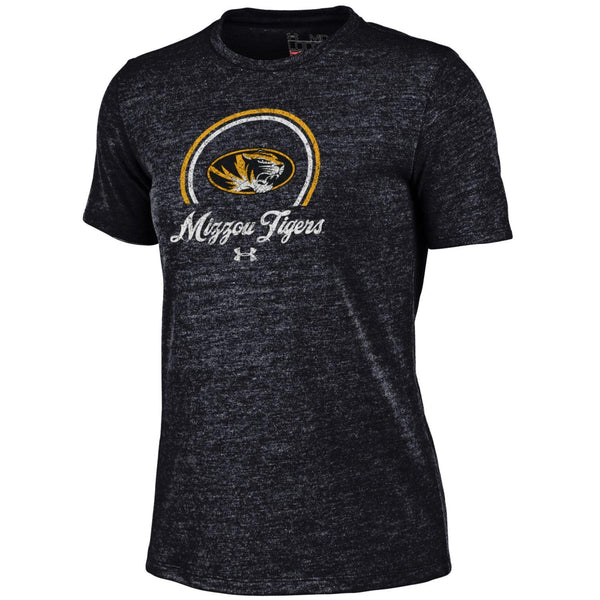 Missouri Tigers Ladies Black Retro Tri-Blend Crew T-Shirt by Under Armour