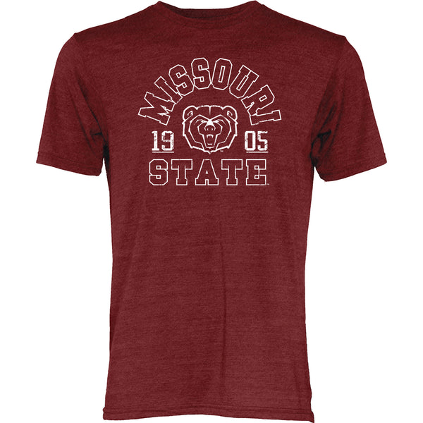 Missouri State University Tri Blend Maroon University T-Shirt by Blue 84