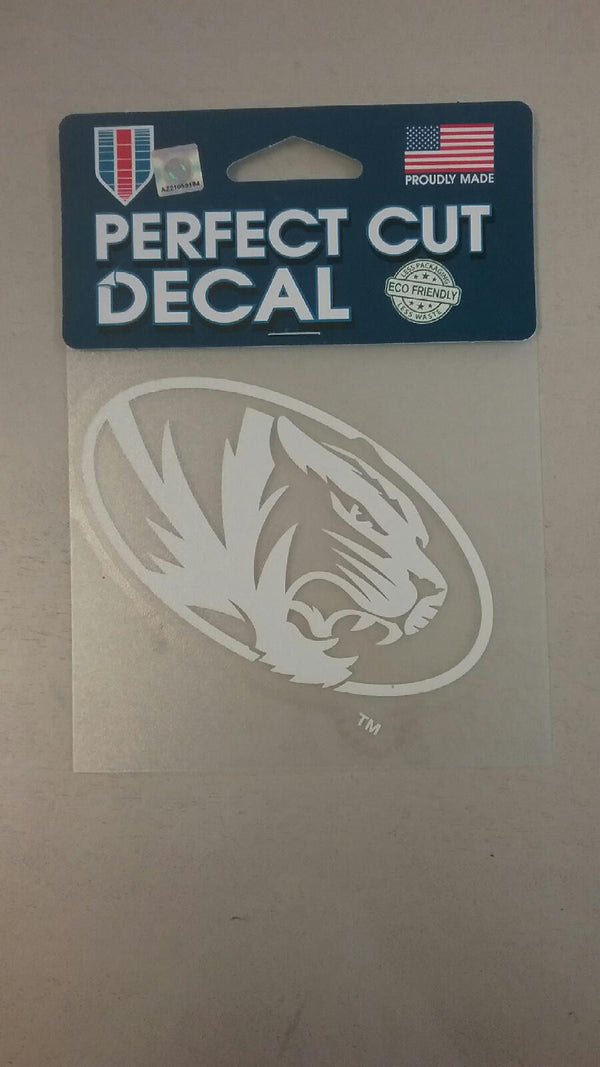 Missouri Tigers 4"x4" White Oval Tiger Perfect Cut Decal by Wincraft
