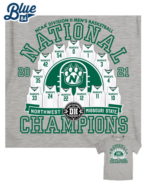 Northwest Missouri State 2021 Championship T-Shirts by Blue 84