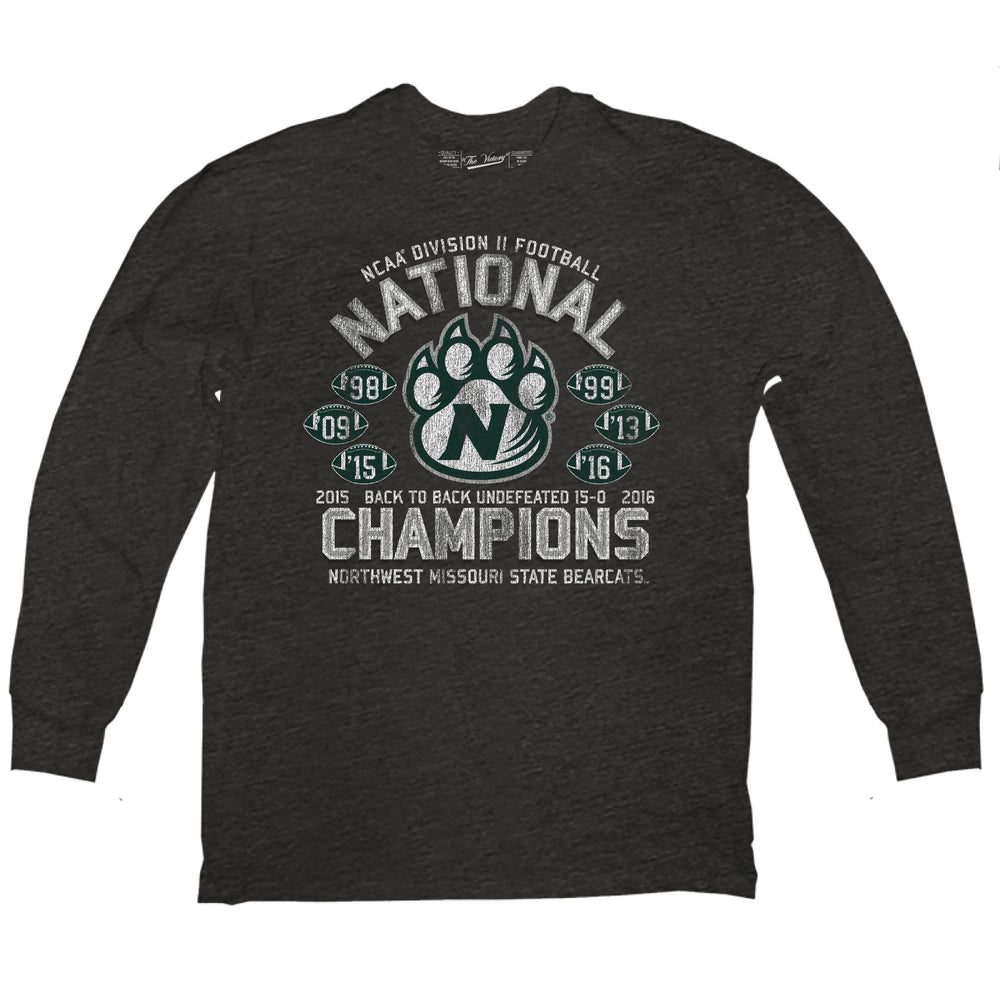 Northwest Missouri State 2016 National Champions 6-Time Champs L/S Black Tee