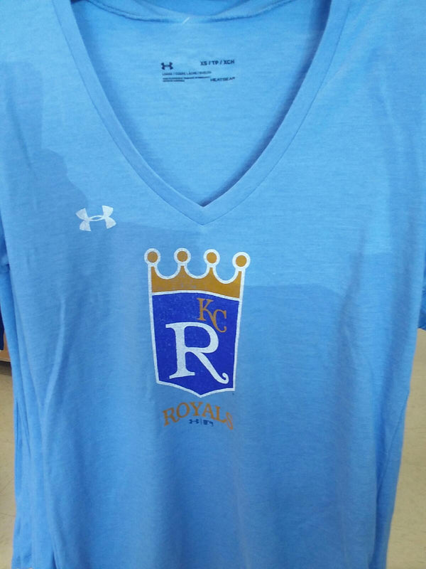 Kansas City Royals Ladies V Neck Tri Blend Cooperstown Logo Tee by Under Armour
