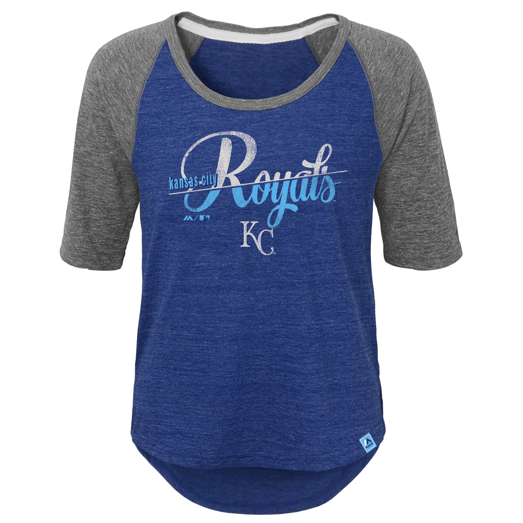 Kansas City Royals Girls Vintage Girl Raglan Tri Blend T-Shirt by