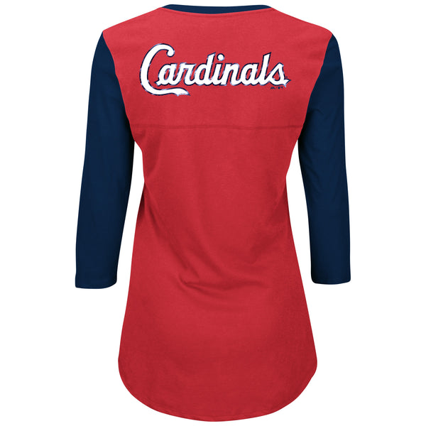 St. Louis Cardinals Ladies Above Average 3/4 Sleeve T-Shirt by Majestic