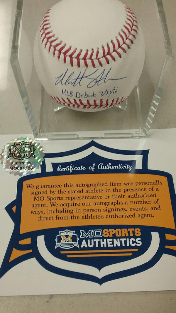 Kansas City Royals Matt Strahm Signed Autographed OML Baseball MLB Debut COA