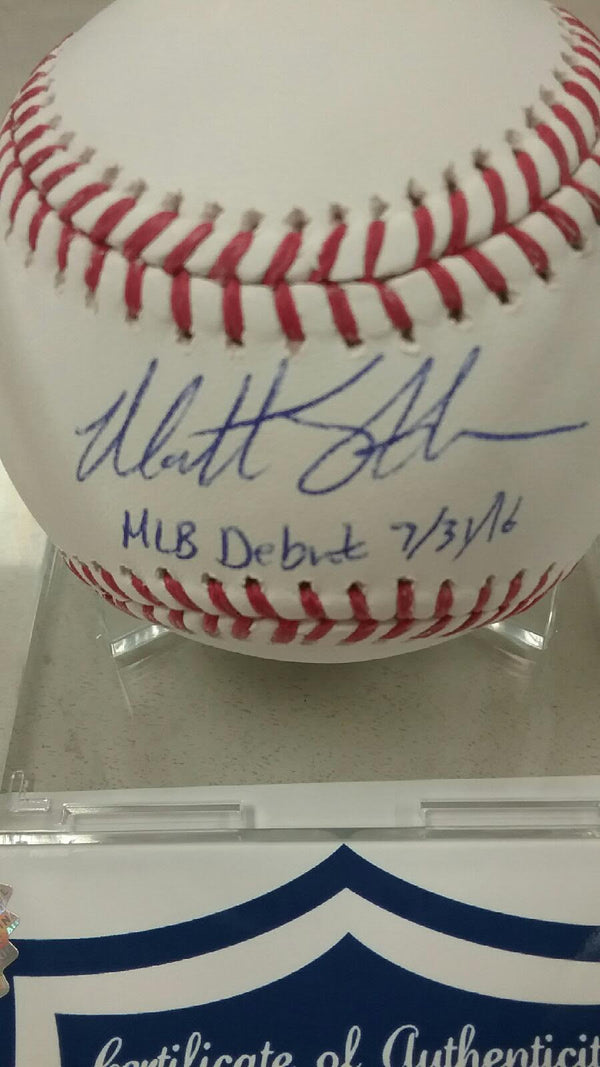 Kansas City Royals Matt Strahm Signed Autographed OML Baseball MLB Debut COA