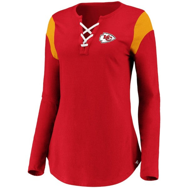 Kansas City Chiefs Iconic Lace-Up Long Sleeve T-Shirt  by Fanatics