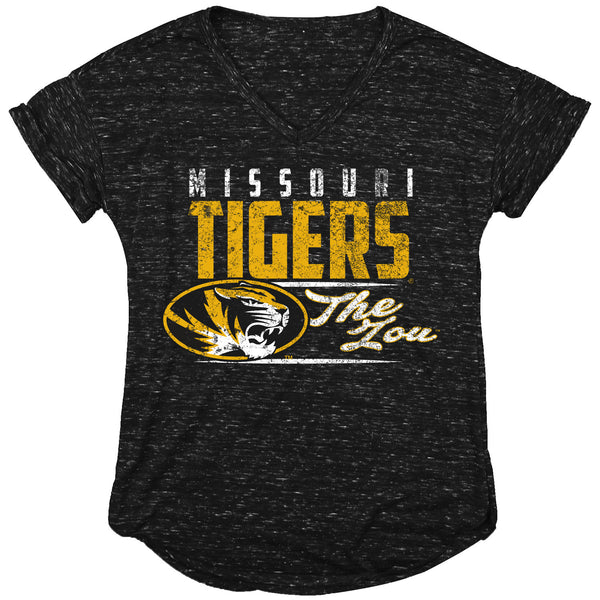 Missouri Tigers Ladies Brush Mark V Neck T-Shirty by Blue 84