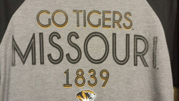 Missouri Tigers Men's 1/2 Sleeve Raglan Campus Champs Tee by Majestic