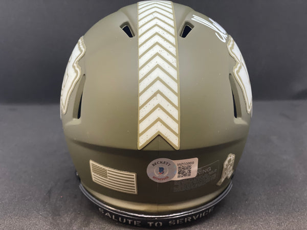 Kansas City Chiefs MARCUS ALLEN Signed Chiefs SALUTE TO SERVICE Mini Speed Replica Helmet - BECKETT