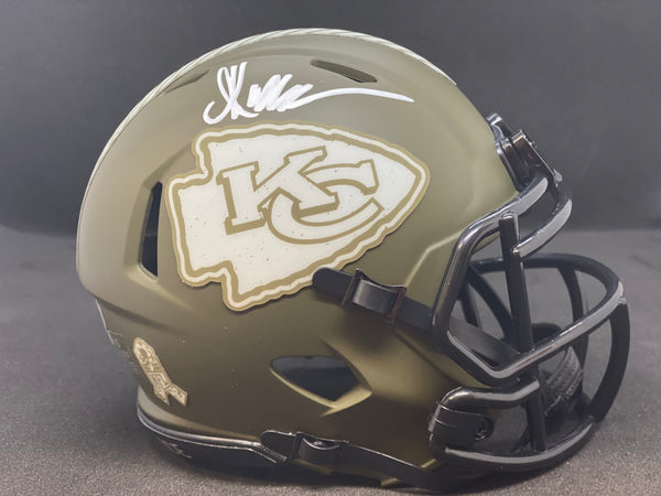 Kansas City Chiefs MARCUS ALLEN Signed Chiefs SALUTE TO SERVICE Mini Speed Replica Helmet - BECKETT