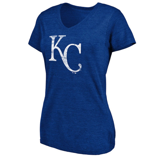 Kansas City Royals Heathered Royal Women's Core Weathered V-Neck T-Shirt -  by Fanatics
