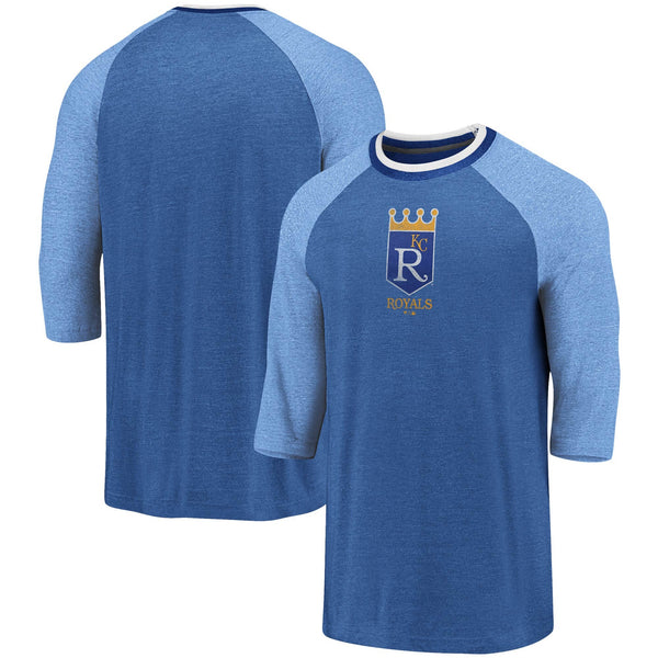 Kansas City Royals Cooperstown Collection True Classics Tri-Blend Raglan 3/4-Sleeve T-Shirt by Fanatics