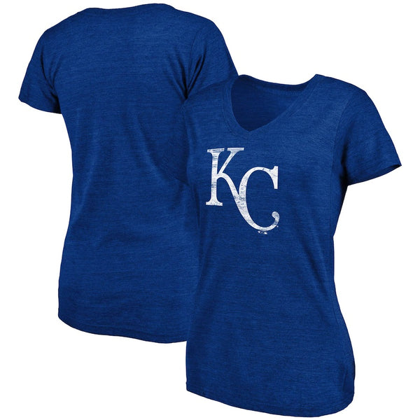 Kansas City Royals Heathered Royal Women's Core Weathered V-Neck T-Shirt -  by Fanatics