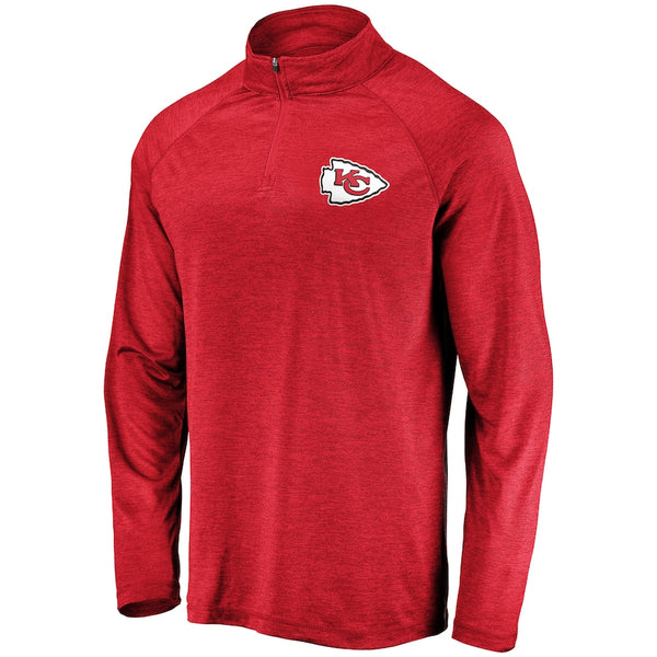 Kansas City Chiefs Red Striated Primary Logo Raglan Quarter-Zip Pullover Jacket by Fanatics