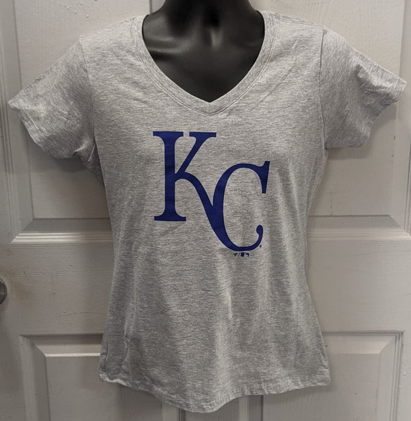 Kansas City Royals Women's Steel Heath Official Logo V-Neck T-Shirt - by Fanatics